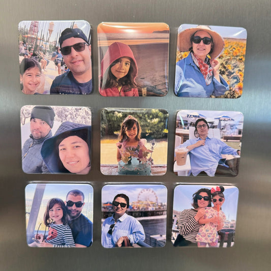 Custom 9 Photo Magnets 2"x2" | Personalized Gift for Couples Holiday Family | Memories to Last